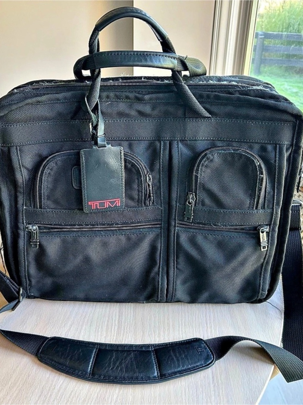 TUMI Alpha Expandable Organizer Brief Black Briefcase